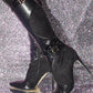 Buckle Detail Pointed Knee High Stiletto Heeled Boots