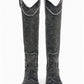 Rhinestone Denim Pointed Toe Cowboy Boots With Frayed Seam Details