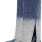 Distressed Denim Fold-Over Cuffed Western Cowboy Knee High Boots