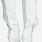 Buckle Detail Square Toe Blue Wedge Heel Knee High Long Boots - White