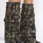 Padlock Pocket Detail Fold Over Pointed Toe Wedge Heel Knee High Long Boots - Camo