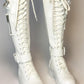Lace Up Pocket Detail Chunky Knee High Combat Boots - White