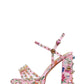 Floral Rhinestone And Pearl-Embellished Square Toe Platform Block Heels - Pink