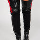Motocross Detail Colorblock Pointed Toe Over The Knee Stiletto Heeled Boots - Red