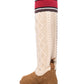 Slouchy Cable-Knit Flatform Boots - Chestnut