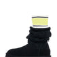Slouchy Cable-Knit Flatform Boots - Black