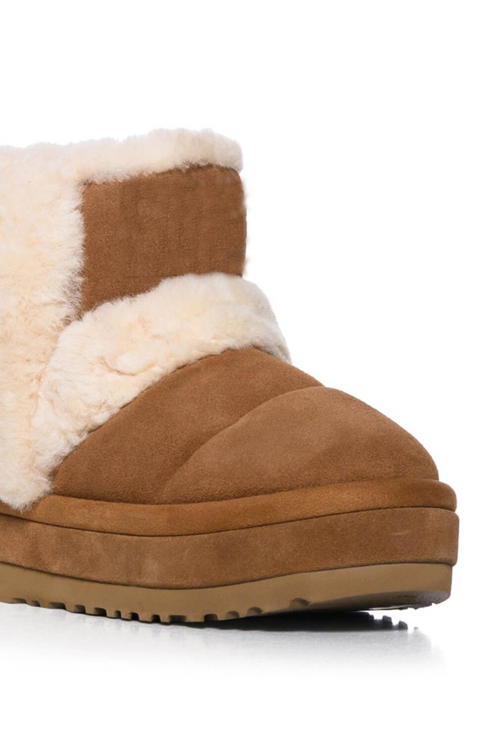 Cosy Suede Shearling Flatform Ankle Boots - Chestnut