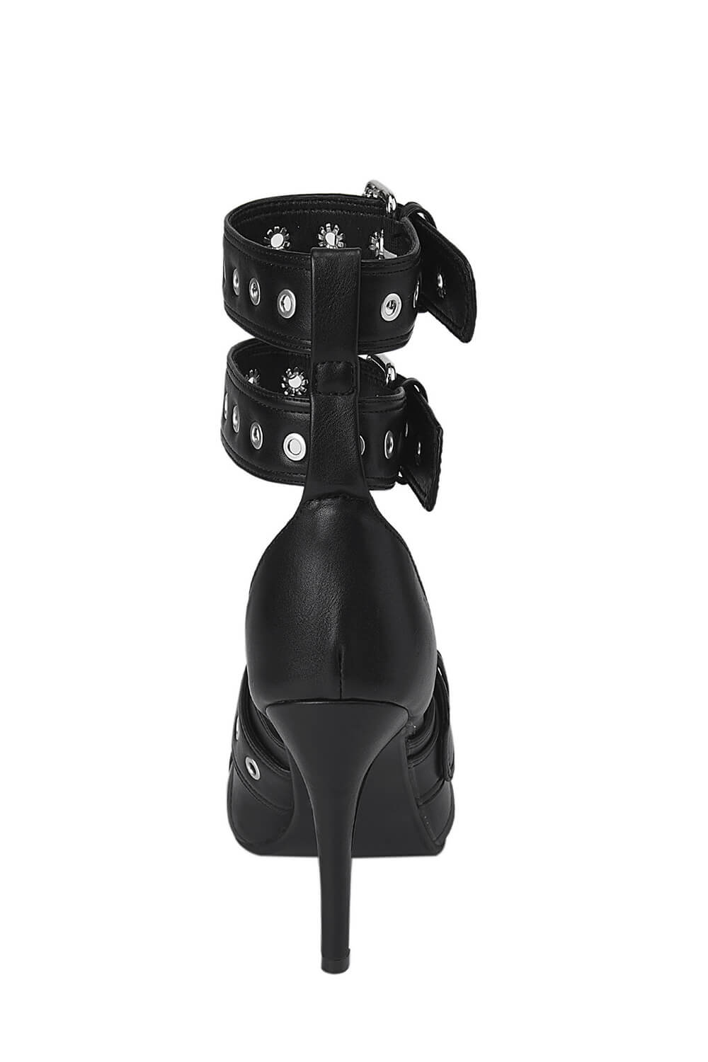 Multi Buckle Pointed Toe Ankle Stiletto Heel Boots - Black