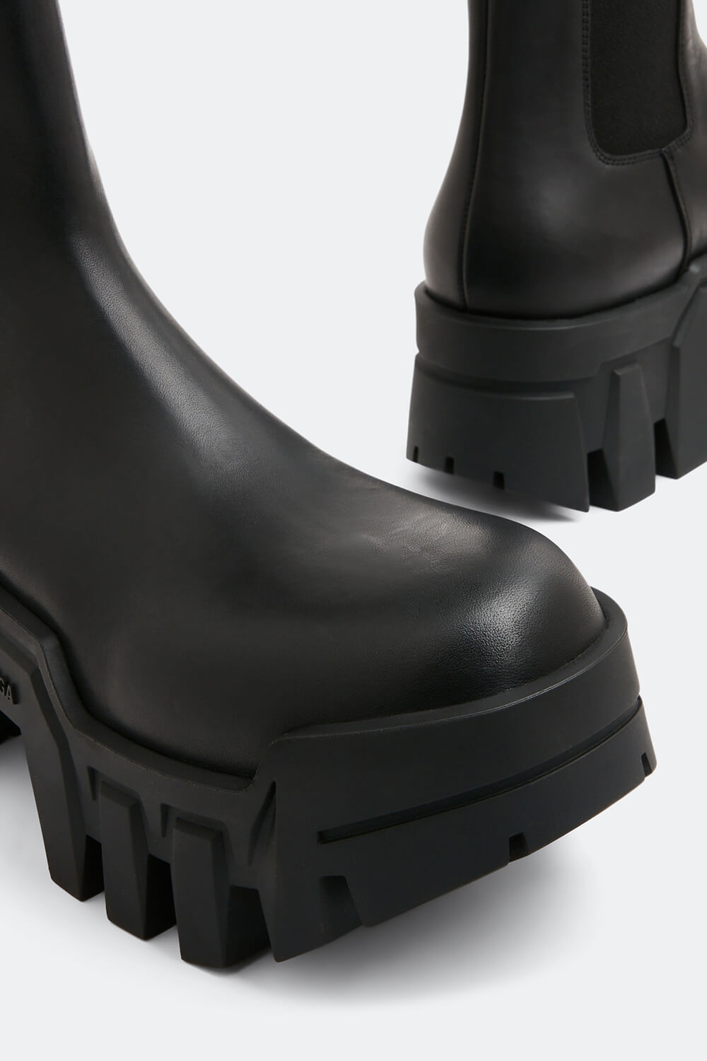 Leather Chunky Platform Ankle Boots - Black