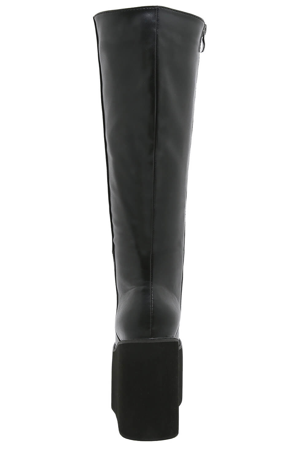 Knee High Chunky Wedge Platform Boots - Black