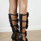 Rhinestone Heart Embellished Satin Bow Strappy Pointed Toe Stiletto Heels