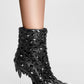 Rhinestone Embellished Pointed Toe Morso Heeled Ankle Boots - Black