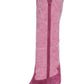 Suede Two-Tone Pointed Toe Western Cowboy Knee High Boots - Hot Pink
