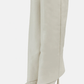 Faux Leather Folded Over Heeled Knee High Long Boots - Ivory