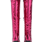 Metallic Python Western Cowgirl Pointed Toe Knee High Boot - Hot Pink