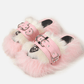 Faux Fur Belted Platform Slipper - Pink