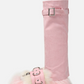 Faux Fur Buckle Belted Platform Knee High Boots - Pink