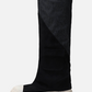 Canvas Denim Fold Over Knee High Sneaker With Pocket Details - Black