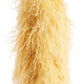 Fluffy Feather Pointed Toe Knee High Stiletto Boots - Yellow