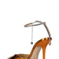 Metallic Diamante Chain Detail Ankle Strap Pointed Toe Stiletto Court Heel - Orange