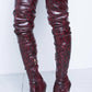 Firebrick Snake Print Stiletto Thigh High Boots