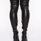 Black Chunky Platform Thigh High Boots