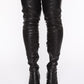 Black Chunky Platform Thigh High Boots