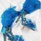 Blue Feather Rhinestone Embroidered High Heeled Sandals