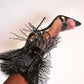 Black Feather Strappy Stiletto Sandals