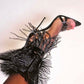 Black Feather Strappy Stiletto Sandals