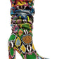 Multi-Colored Python Print Ruched Knee High Boots (4308210122811)