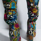 Multi-Colored Python Print Ruched Knee High Boots (4308210122811)