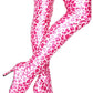 Pink Leopardsatin Pointed Toe Thigh High Boots